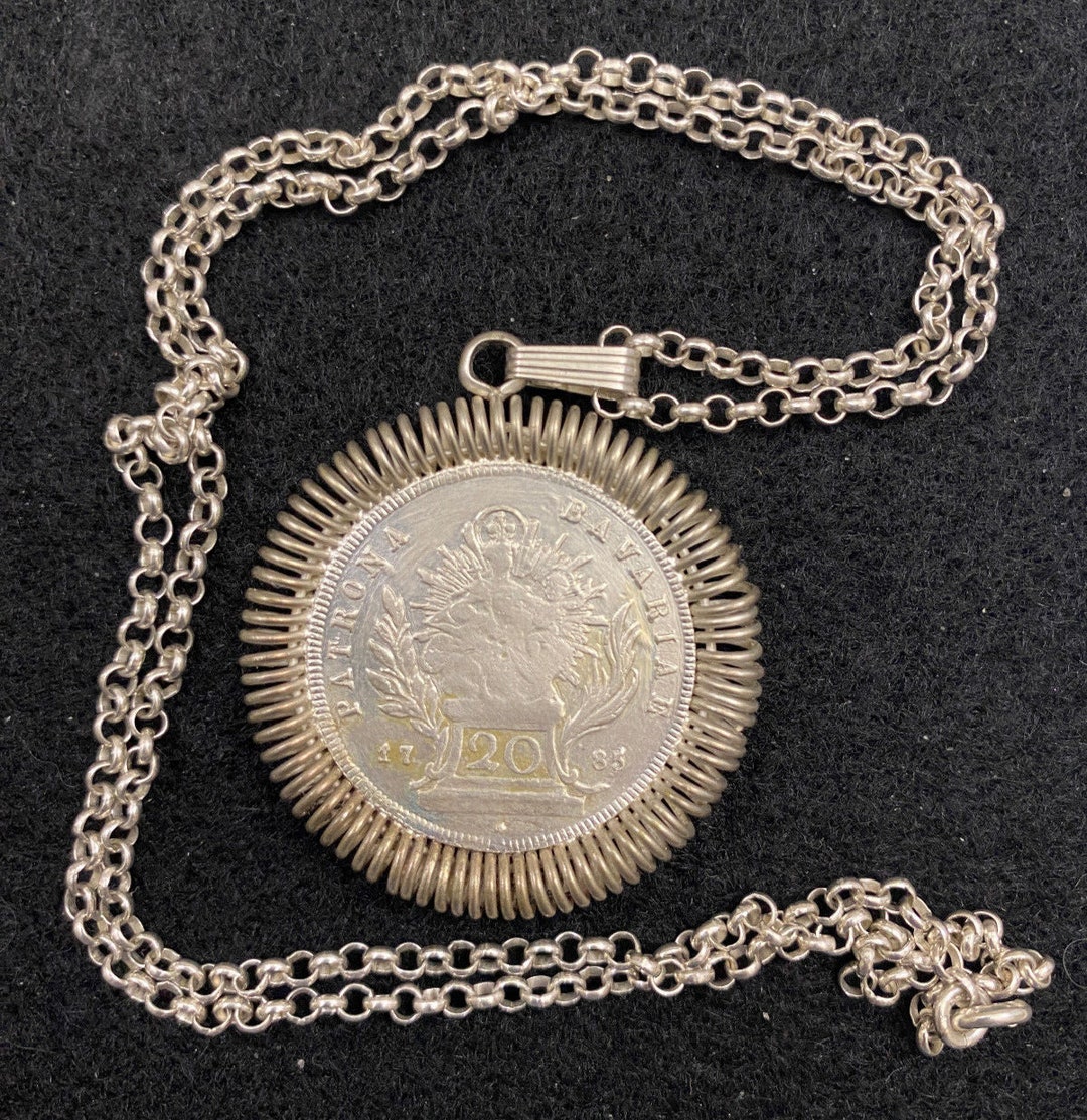 German Traditional Silver Jewelry Pendant Chain Bavaria 20 Kreuzer 1785 ...
