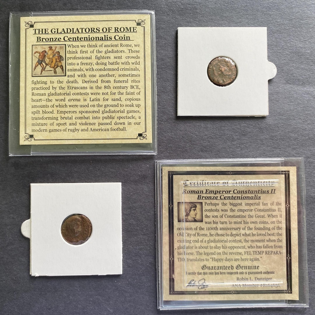 Roman Centenionalis Constantius II Gladiator Coin COA and History and ...