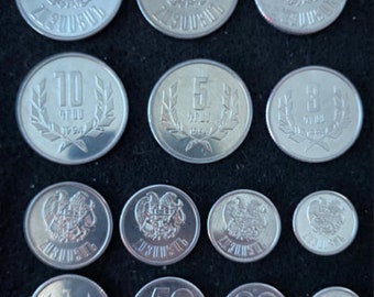 Armenia 7 Coins Set 10,20,50 Luna, 1,3,5,10 Dram UNC Year 1994 World Coins