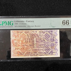 Lithuania 1 Litauru 1991 PMG-66 EPQ UNC