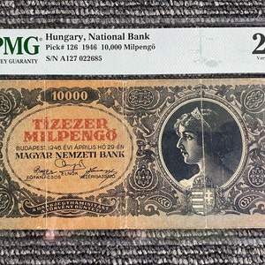 Hungary National Bank 10000 MilPengo 1946 PMG-25 Very Fine