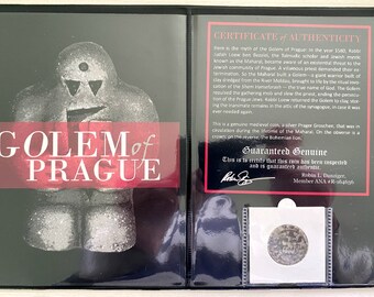 Golem of Prague - Prague SILVER Coin Prager Groschen COA and History and Album Inc