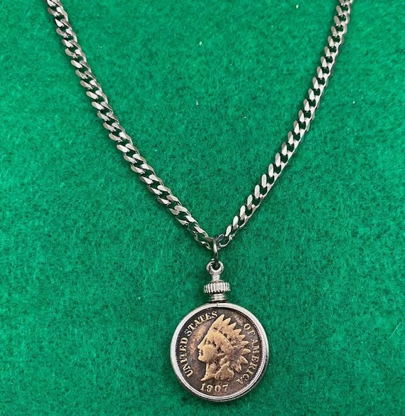 1907 Indian Head Penny Stainless Steel Chain Neckl