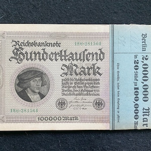 Authentic Bundle of 20 - 100,000 German Marks - 1923 Uncirculated Consecutive