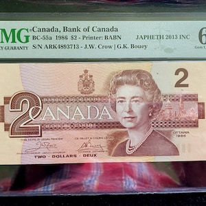 Canada Bank Of Canada Two Dollars 1986 BC-55a PMG 65 GEM