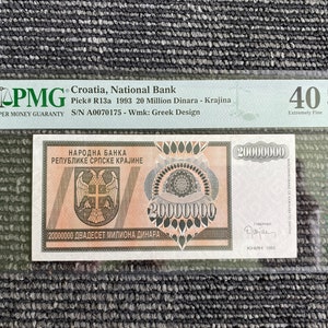 Croatia National Bank 20 Million Dinara - Krajina 1993 PMG-40 Extremely fine