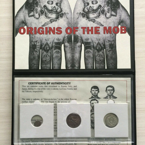 Origins of the Italian Mob A Set of Two Silver Coins and One Copper Nickle Coin. SOA and History and Coin Holder and Album Included