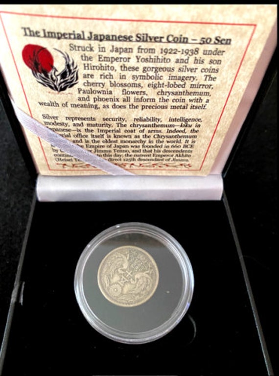 Imperial Japanese SILVER Coin 50 Sen 1922-26 COA and History