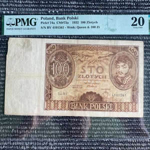 Poland Bank Polski 100 Zlotych 1932 P#75a PMG-20 Very Fine
