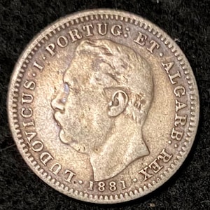 Portuguese India Luiz I 1881 Silver Half Rupias KM11 VF 140 Years Old World Coin