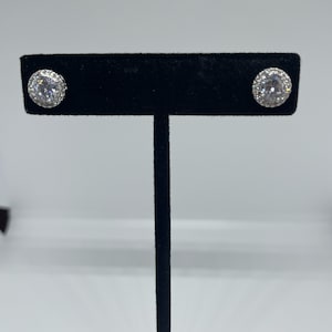 fully iced out 9mm halo earring studs gold or silver earrings