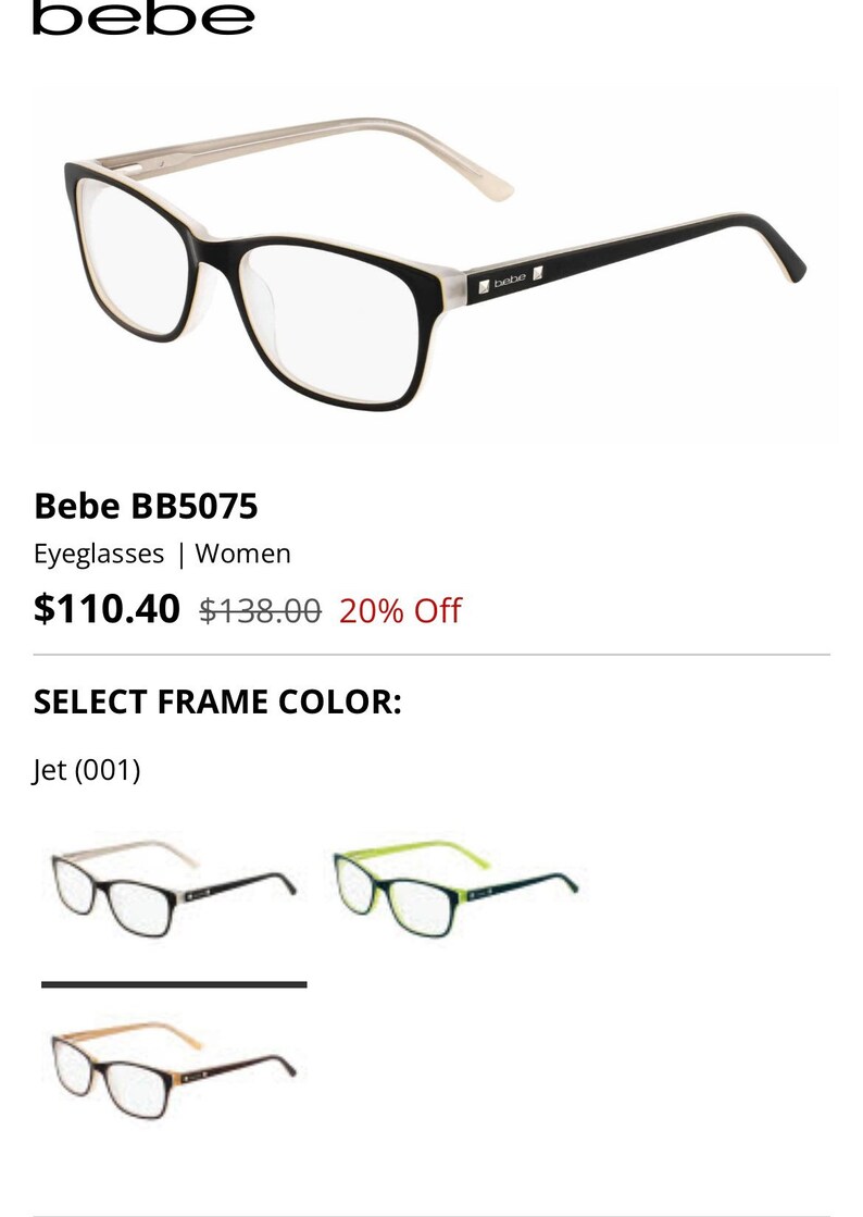 Bebe Optical & Bebe/swarovski Crystals Designer Glasses Eyewear ...