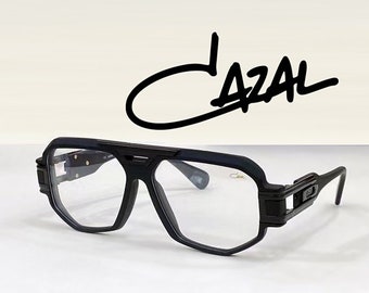 CAZAL Eyeglasses Full Black Frame Clear Lens Vintage Eyewear