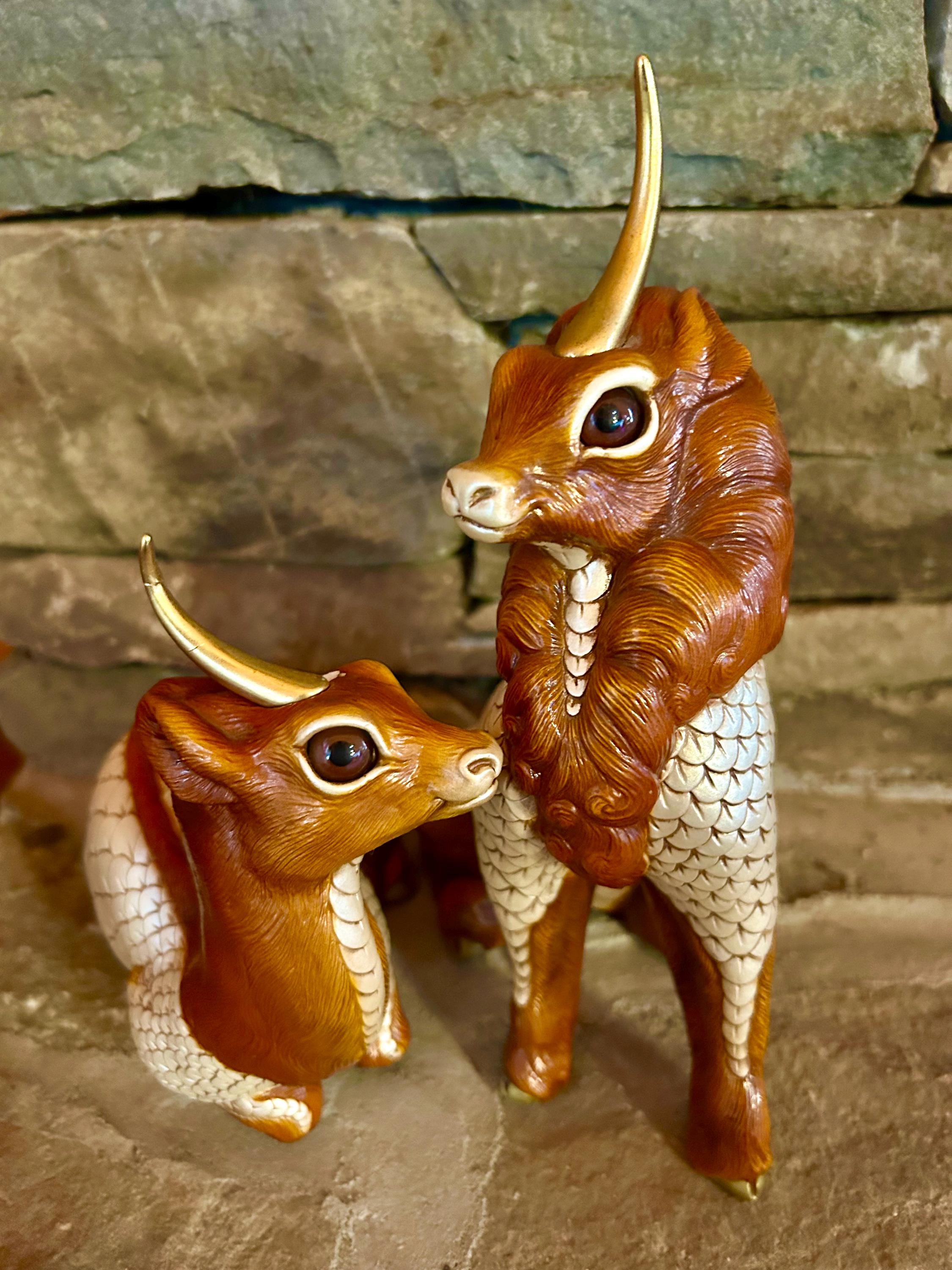 Windstone Editions 1993 Pena Father and Mother Gold Horned