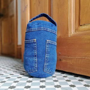 Doorstop upcycled denim fabric door stopper, sustainable filled door stop, recycled jeans handmade new home gift, denim decor