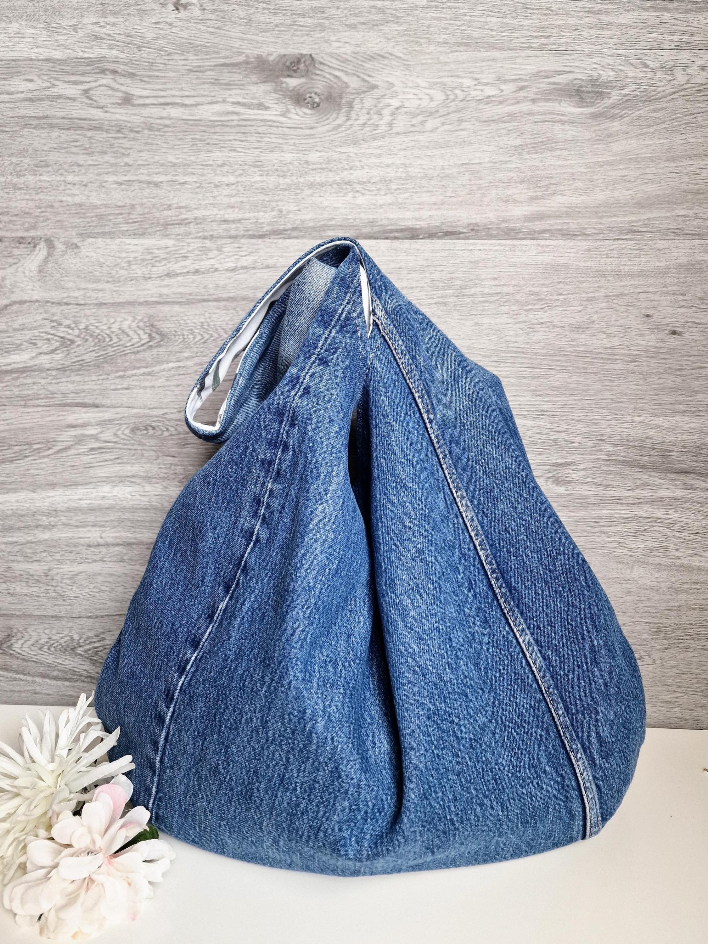 Slouchy Denim Hobo Bag, Recycled Blue Jeans Shoulder Handbag  display picture 1