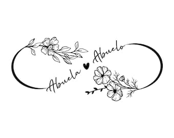 Personalized Infinity Symbol Tattoo Design | Birth Month Flowers Art | Custom Abuela Abuelo Gift | Family Symbol Artwork