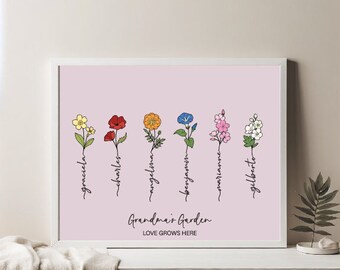 Custom Family Bouquet, Personalized Gift for Grandma from Grandkids, Personalized Gift for Grandma, Digital File