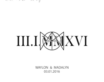 Custom Name Logo and Roman Numeral Date Design / Special Date, Birthday, Anniversary Logo, Custom Tattoo Model