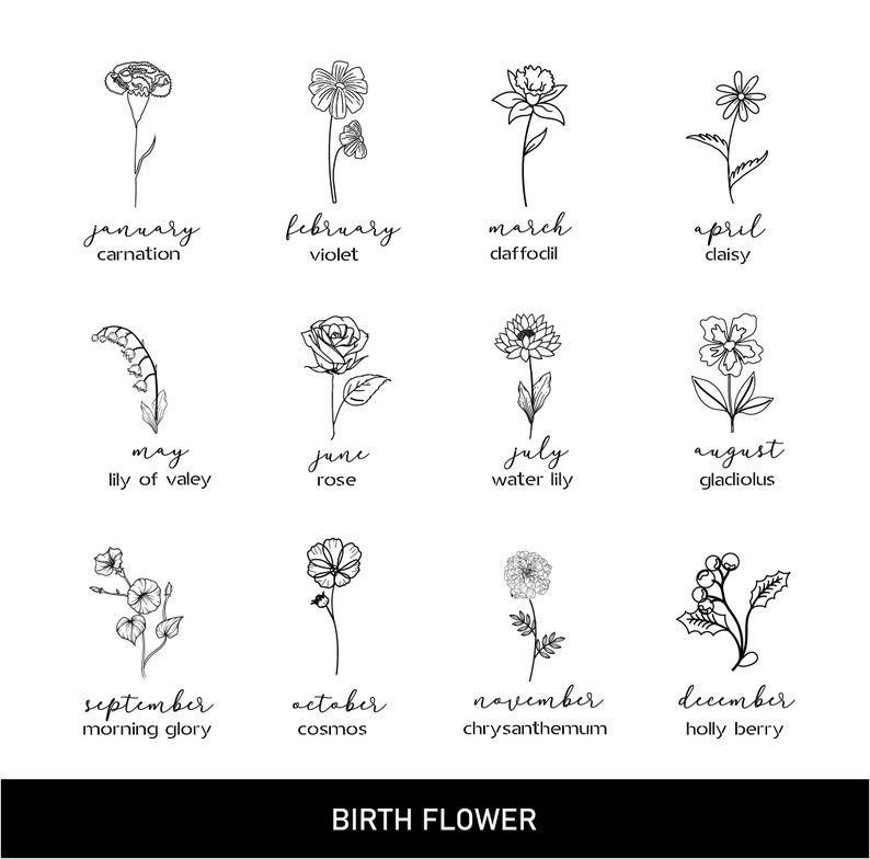 Birth Month Flowers Svg, Birth Flowers Name Svg, Dxf, Png, Jpg, Birth ...