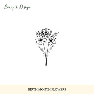 3 Birth Flowers, Birth Flowers Tattoo, Birth Month SVG Bundle, Personalized Family Bouquet