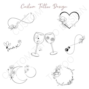 Custom Tattoo Design, Personalized Creative Design, Birth Month Flower Tattoo, Inspirational tattoo