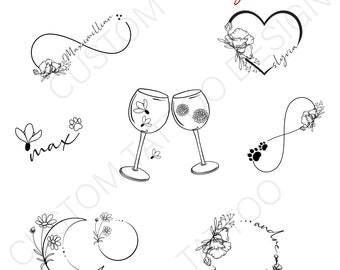 Custom Tattoo Design, Personalized Creative Design, Birth Month Flower Tattoo, Inspirational tattoo