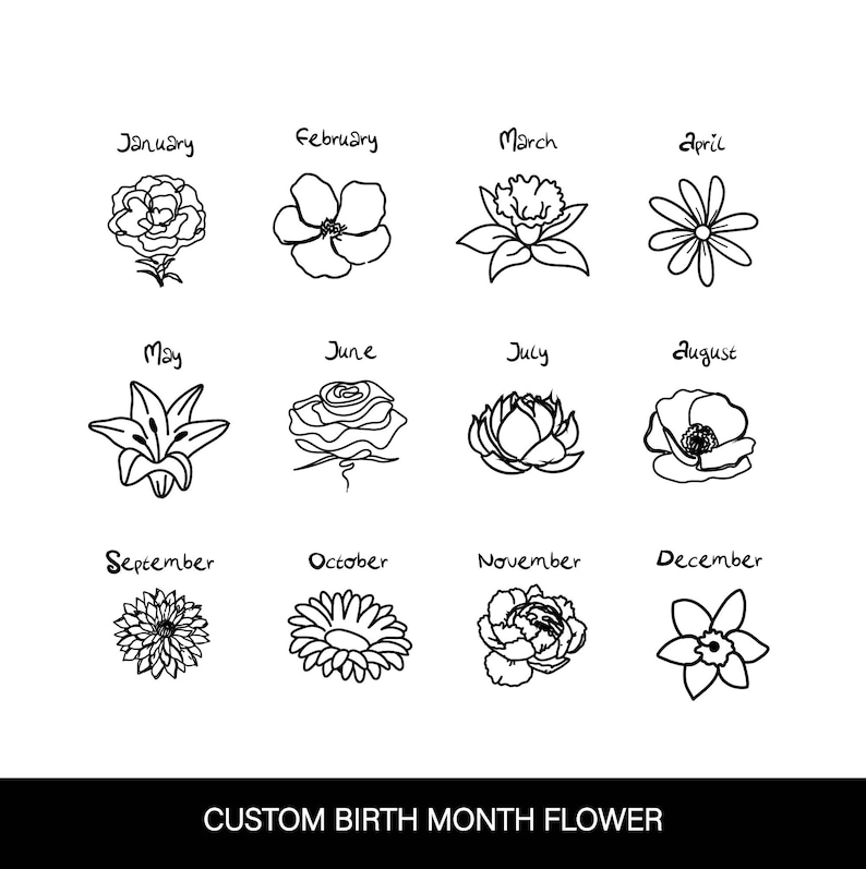 Birth Month Flower Tattoo, Birthmonth Flower Svg, Custom Birth Month