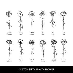 Birth Month Flower Tattoo, Birthmonth Flower Svg, Custom Birth Month Flowers, Birth Flower Tattoo, Floral svg, Name Logo, Printable