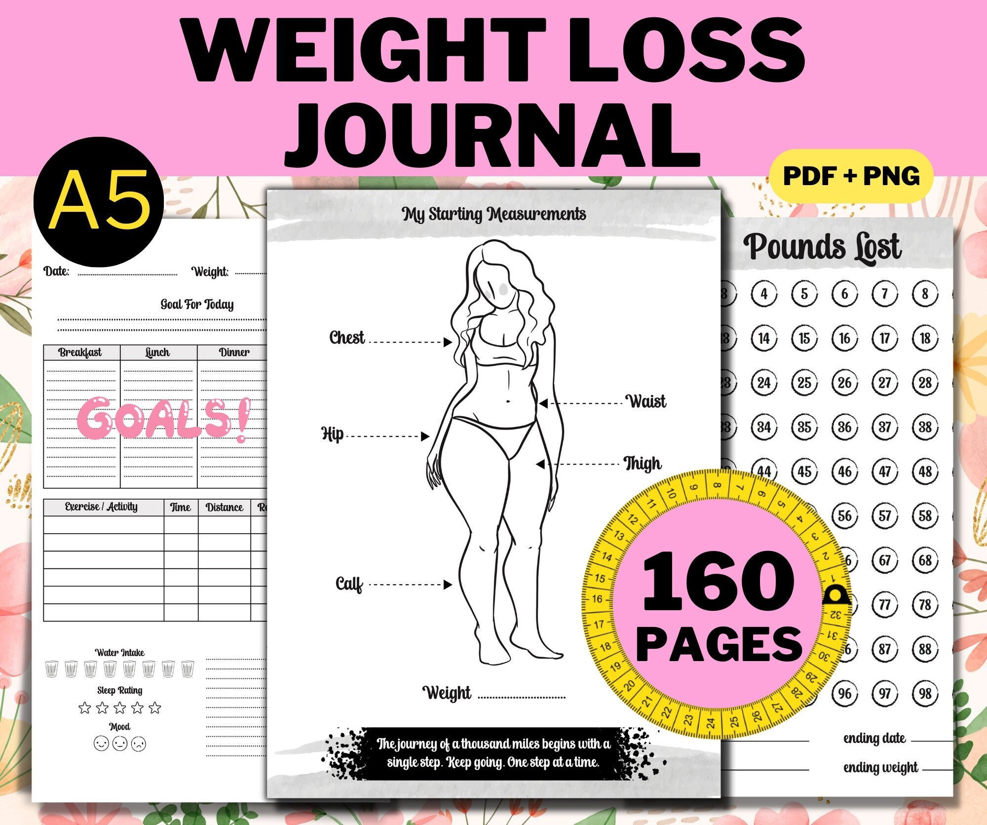 WEIGHT LOSS JOURNAL Printable Planner / Tracker - Etsy