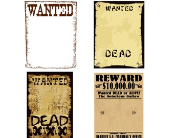 Wanted Poster SVG, Wanted Frame for Portrait Bundle Wanted Posters Archivo digital Vector imprimible Western Cowboy Party PNG EPS