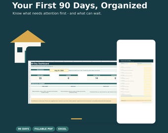First Time Homeowner Planner, 90 Day Checklist & Home Maintenance Spreadsheet