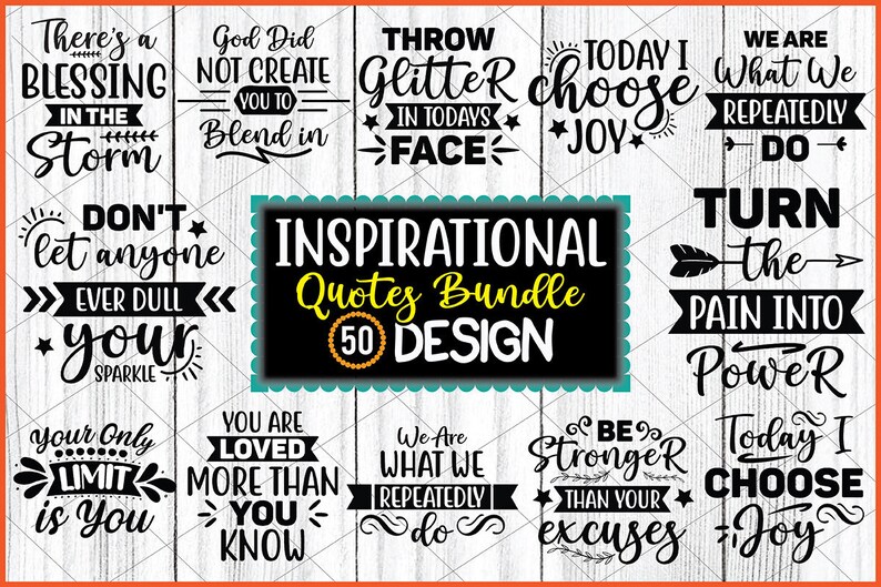 100 MOTIVATIONAL QUOTES Inspirational Printable Art Svg, Dxf, Png Jpg ...