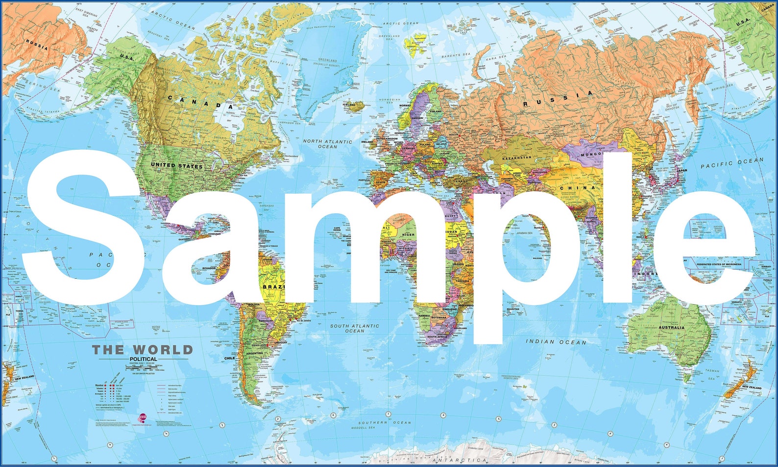 10 Different World Map Digital Printable Posters + DK World Atlas Pdf - Etsy