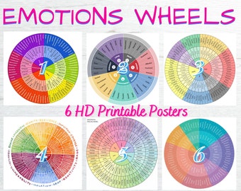 RUEDA DE EMOCIONES 6 Pósteres HD Imprimibles + Termómetro de Sentimientos