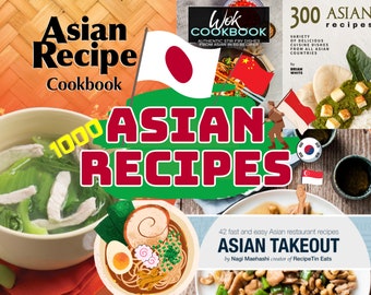Paquete de libros de cocina con 1000 recetas asiáticas
