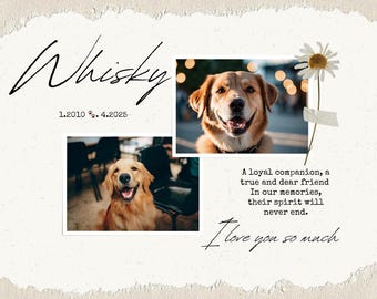 Plantilla de certificado conmemorativo para mascotas / Homenaje al Puente Arcoíris / Plantilla editable de Canva / Regalo imprimible por la pérdida de una mascota / Recuerdo para mascotas