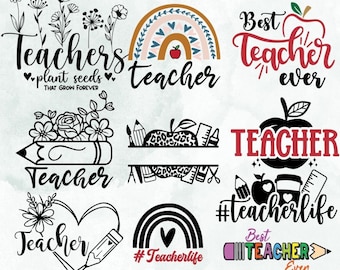 Teacher Svg Bundle Teacher monogram  svg, teacher shirt back to school svg school svg Teacher appreciation  Quote Svg, Teacher Life Svg, png