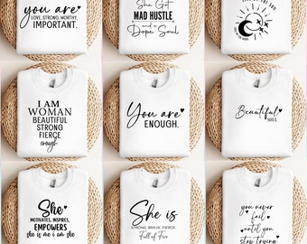 Boho Inspirational Svg Png Bundle , Positive Affirmations Svg,  Entrepreneur svg , Empowered Women Shirt svg, Kindness Svg , Hustle Svg,
