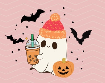 Fantasma lindo otoño fantasma café espeluznante fantasma png Calabaza camisa de halloween vibraciones pooky sublimación fantasma png, lindo fantasma png, café fantasma png