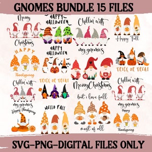 Gnomes Bundle Svg, Thanksgiving gnomes Svg, Christmas gnomes Svg Bundle, Fall gnomes svg, Halloween gnome svg, Gnomes png, auntumn fall  svg