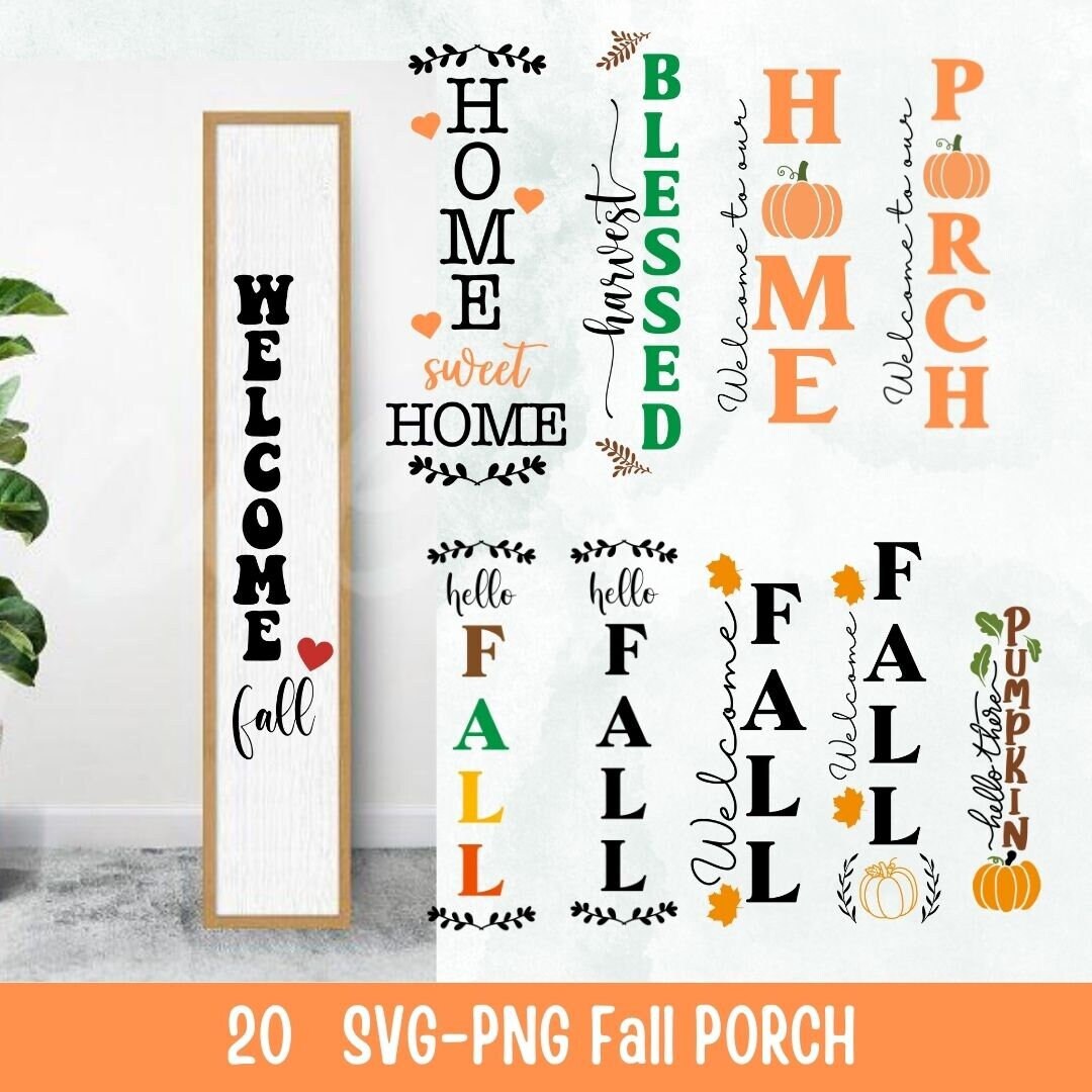 Fall Porch Sign SVG Bundle,welcome Fall Svg, Vertical Welcome Fall ...