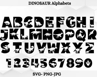 Czcionka Dinozaur SVG, Alfabet Dinozaurów Svg, Alfabet Dinozaurów Svg Dinozaurów Dzieci, Cyfry Dinozaurów Svg, Litery Dinozaurów Czcionka Dinozaurów SVG