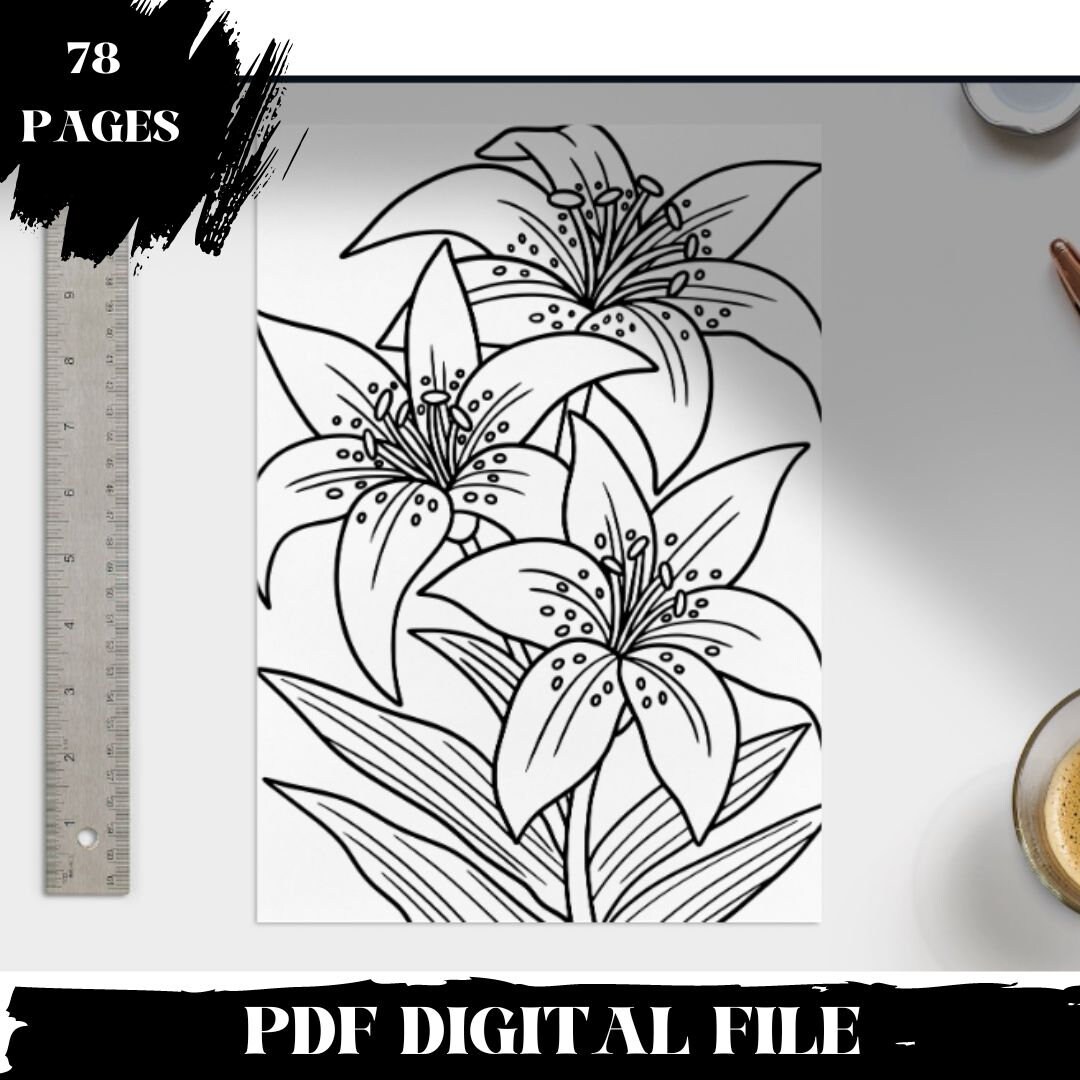 Flower Coloring Pages 78 Pages Floral Pages Flower to - Etsy