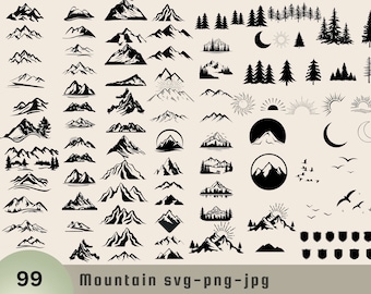Mountains SVG Mountain  Forest Tree svg outdoors adventure landscape svg  Geometric Hiking Mountain sun Nature Travel adventure camping svg