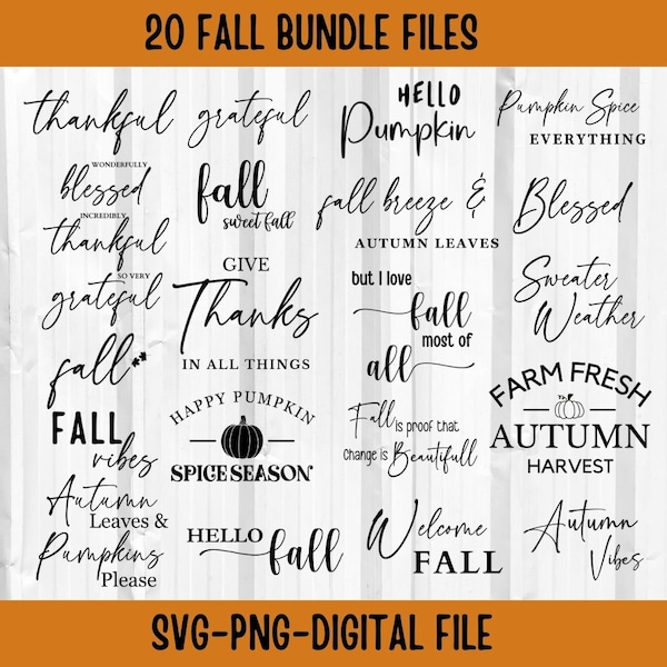 Fall svg | Fall svg bundle hand lettered | autumn svg | thanksgiving svg | hello fall svg | pumpkin svg | fall shirt svg | fall sign svg png