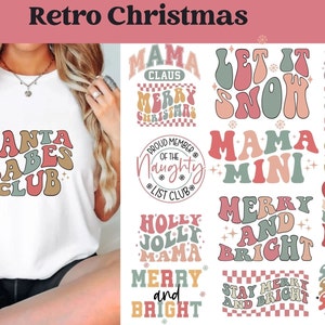 Retro Christmas svg, Cute Christmas svg, Mama Claus svg, Mama mini  SVG, Mini Claus svg, holly jolly SVG, retro Groovy Christmas SVG,