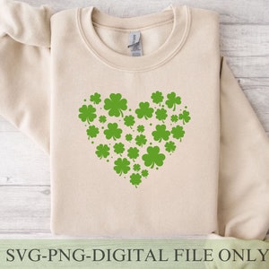 Clover Leaf SVG, Shamrock SVG, Heart svg, St. Patrick&#39;s Day SVG, Irish svg, Clover svg, Saint Patrick&#39;s Day, Lucky svg, Cut File for Cricut