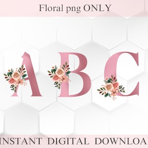 Alfabeto floral, alfabeto floral em aquarela, alfabeto floral, monogrm de letras florais, inicial floral, rosa branca, alfabeto png, floral png