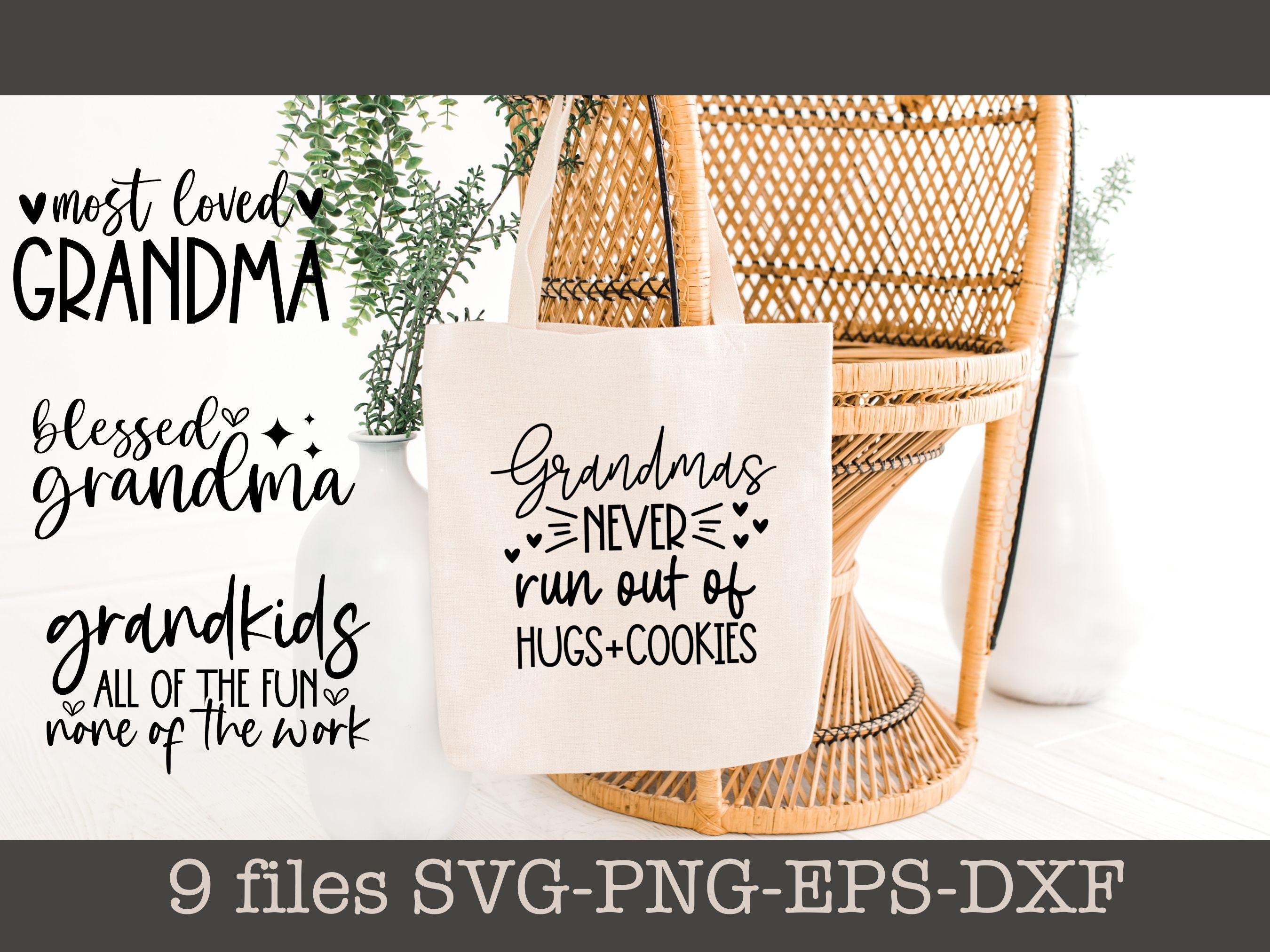 WAITPI Grandma Tote Bag - 15.8x15 Inches, Floral Design, Reusable Canvas Gift For Grandma